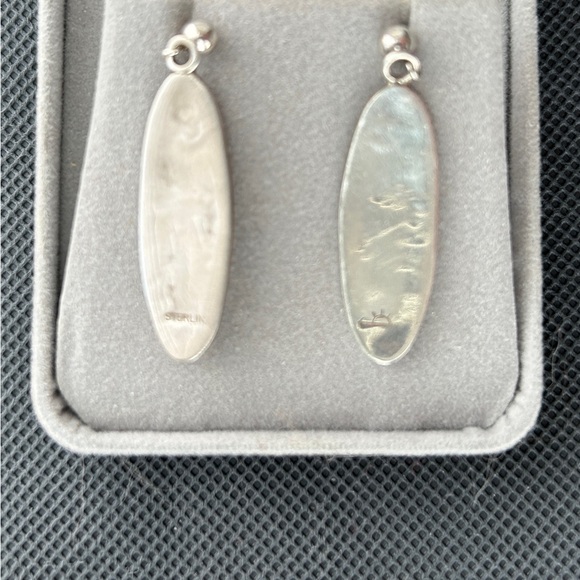 Hopi Sterling Silver Oval Earrings with Tribal Design - Picture 7 of 7